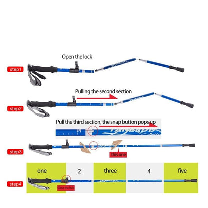 Collapsible Hiking Sticks with Height Lock – Shock-Absorbing Trail Poles for Stability & Joint Support on Steep Terrain | Lightweight