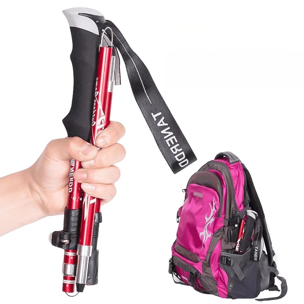 Telescoping Trail Poles for Hiking 43-53 in Collapsible Lightweight Alloy Support Sticks with Quick-Lock Mechanism for Mountain Trekking For