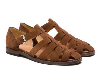 Closed-Toe Leather Sandals for Men with Adjustable Buckle Strap | Summer Casual Footwear | Breathable Open Design | Rubber Sole