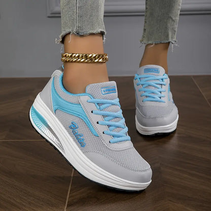 Women's Cushioned Walking Sneakers with Shock-Absorbing Sole – Breathable Mesh Athletic Shoes for All-Day Comfort & Support