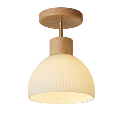 Solid Wood Bell-Shaped Ceiling Light Fixture in Warm White 3000K for Modern Living Room, Bedroom & Entryway | Scandinavian Minimalist