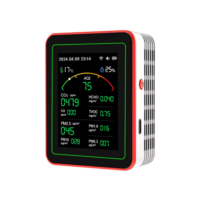 Monitor de calidad del aire interior 15 en 1 con WiFi: detector de CO2, COV, formaldehído y PM2.5 en tiempo real para el hogar, la oficina y automatización inteligente