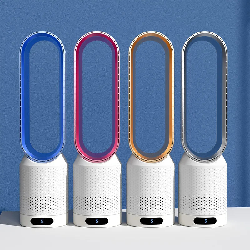 Bladeless Tower Fan and Space Heater Combo with Remote Control – Dual Heating and Cooling Air Circulator for Bedroom, Living Room, Nursery