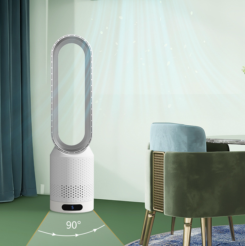 Bladeless Tower Fan and Space Heater Combo with Remote Control – Dual Heating and Cooling Air Circulator for Bedroom, Living Room, Nursery