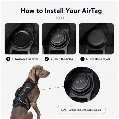 Ortekor AirTag-Compatible Escape-Resistant Dog Harness for Outdoor Walks - Secure Control for Dogs That Pull