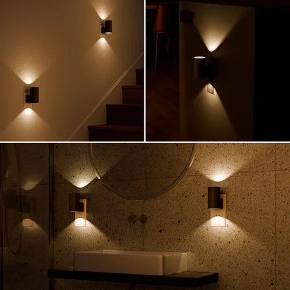Plug-In LED Night Light with Auto Sensor Dimmable Sconce 4.2 in Compact Black ABS 10W Warm White for Bedroom Hallway Bathroom Ambient Lighti