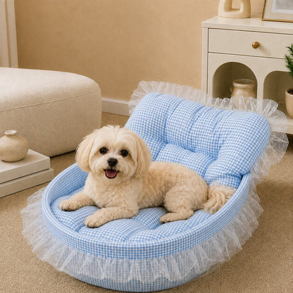 Ortekor All-Season Bolster Pet Bed for Cats & Small Dogs - Cushioned Indoor Lounger with Raised Sides