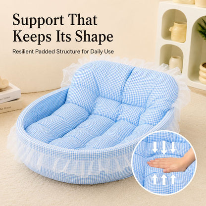 Ortekor All-Season Bolster Pet Bed for Cats & Small Dogs - Cushioned Indoor Lounger with Raised Sides