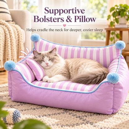 Ortekor All-Season Pet Sofa Bed with Supportive Bolsters & Pillow for Cats and Small Dogs