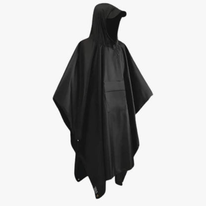 Packable Rain Poncho for Hiking, Camping & Emergency Outdoor Use - Lightweight Waterproof Cover with Hood - Fits Over Backpacks - One Size