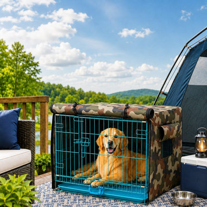 Ortekor All-Weather Dog Crate Cover for Home, Patio & Camping - Privacy, Wind & Light Rain Protection