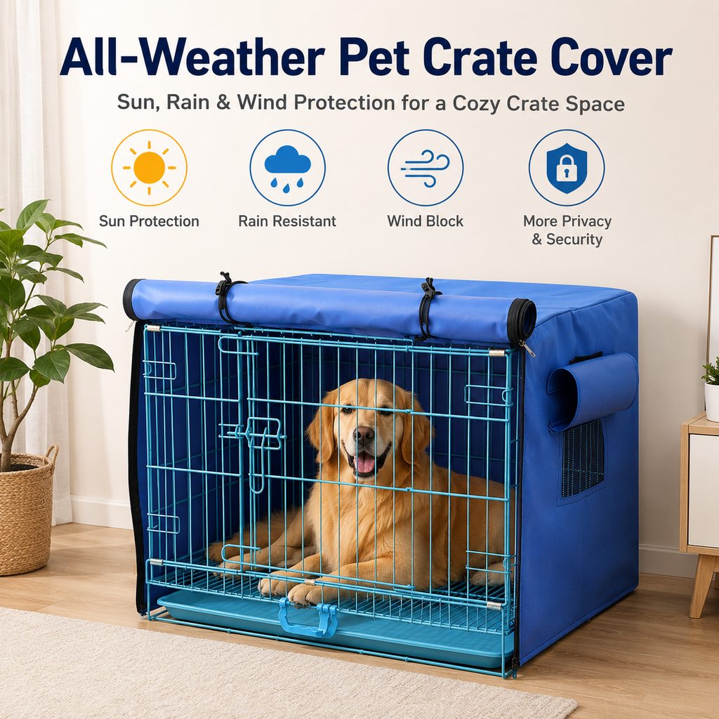 Ortekor All-Weather Dog Crate Cover for Home, Patio & Camping - Privacy, Wind & Light Rain Protection