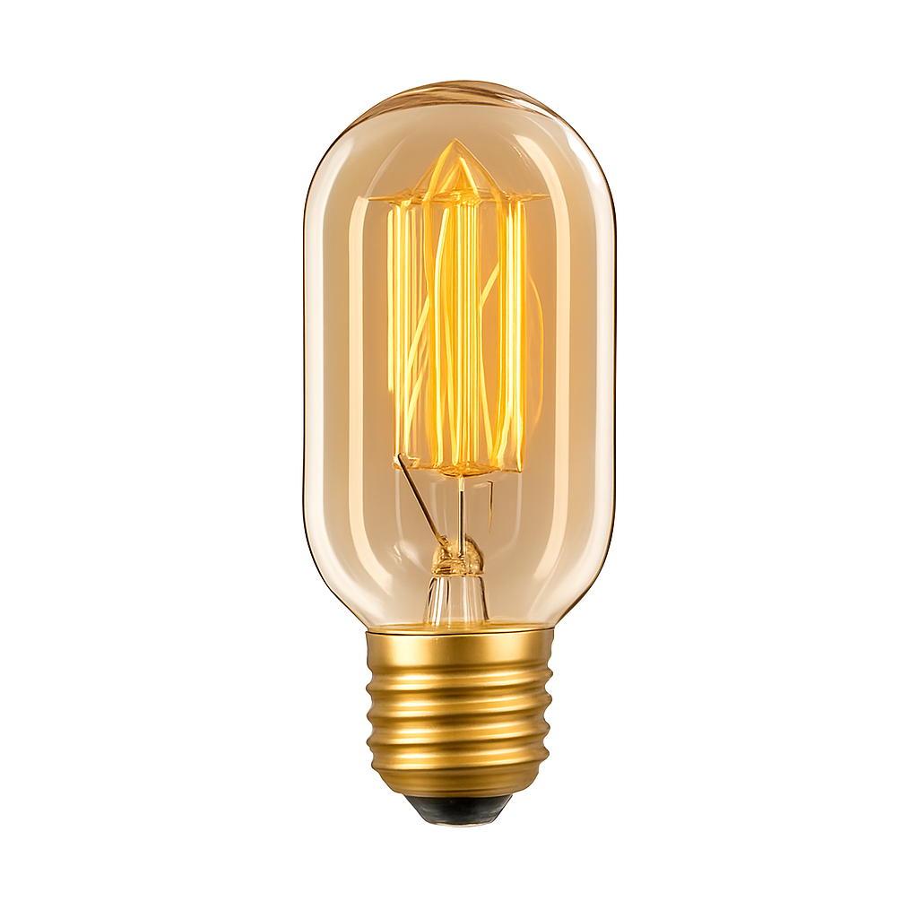 E27 Edison Filament Light Bulb 40W Amber Glass Tubular Vintage Industrial Style for Pendant Fixtures Dining Room Restaurant Café