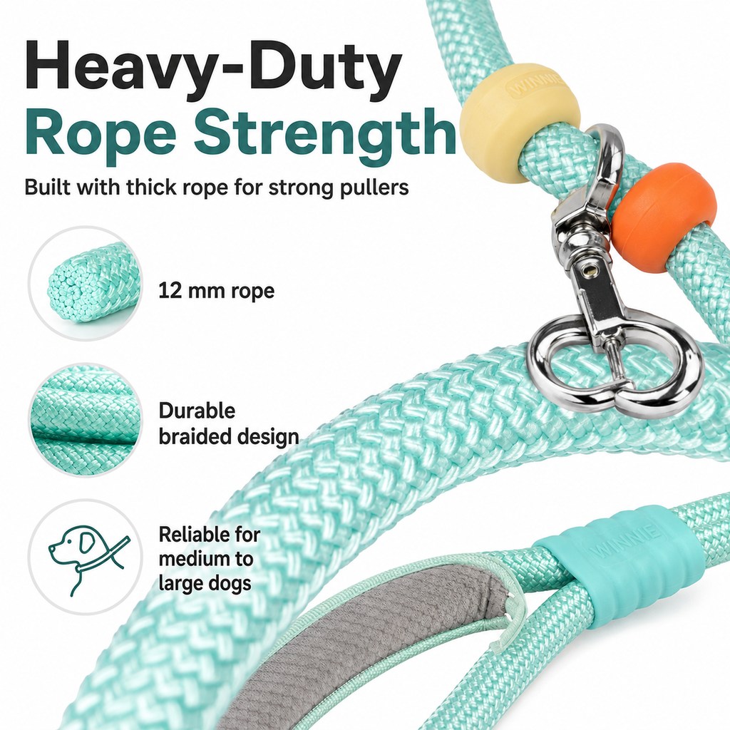 Ortekor Anti-Choke Dog Leash for Everyday Walks - Padded Neck Protection & Better Control for Pullers