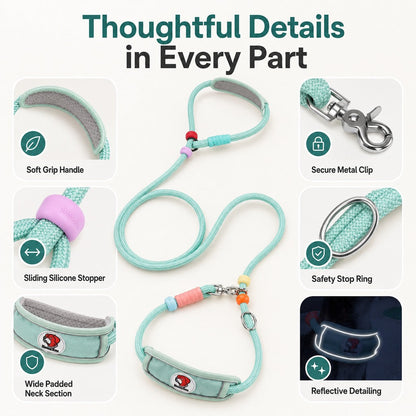 Ortekor Anti-Choke Dog Leash for Everyday Walks - Padded Neck Protection & Better Control for Pullers