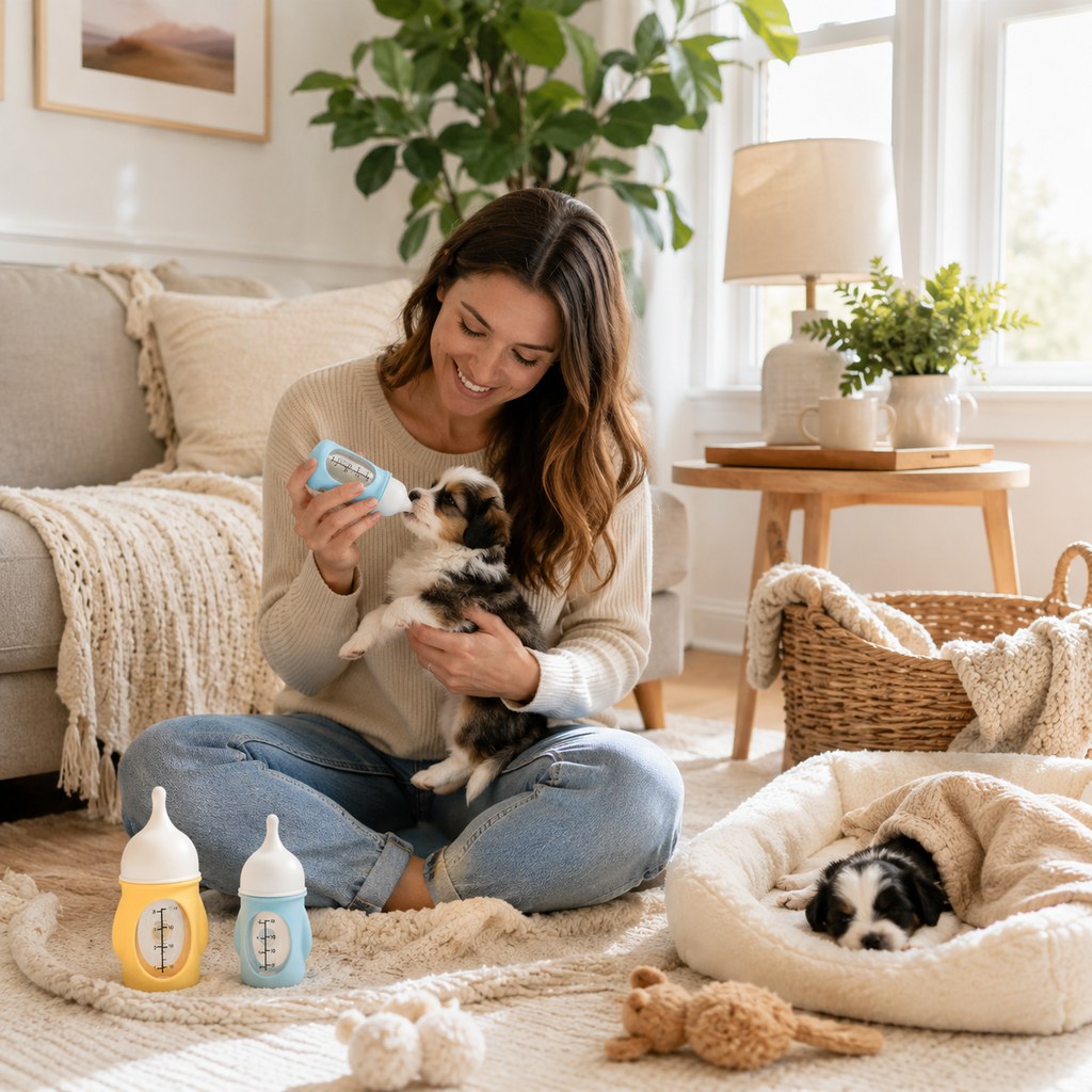 Ortekor Newborn Puppy & Kitten Nursing Bottle – Anti-Choke Silicone Pet Feeder for Safe, Gentle Milk Feeding at Home