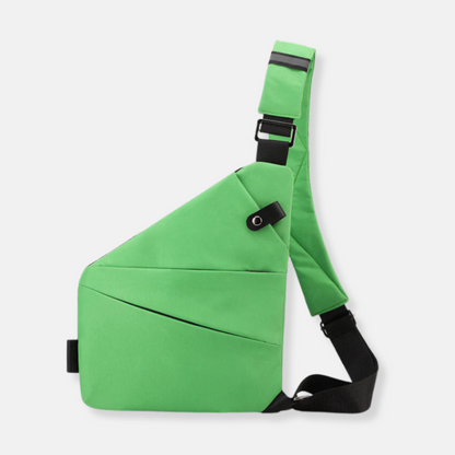 Compact Hardshell Shoulder Pouch with Hidden Compartments & Convertible Straps for Daily Commute