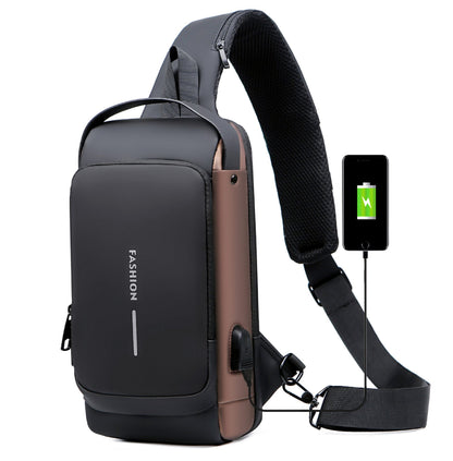 Crossbody Sling Bag with USB Charging Port and TSA Lock for Men & Women | Water-Resistant Chest Pack for Travel, Hiking & Daily Use