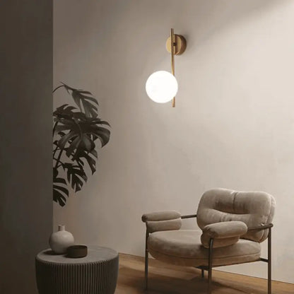 Glass Globe Sconce Light Fixture 23 Inch Vertical Metal Frame Warm White LED for Entryway Living Room Bedside Industrial Modern