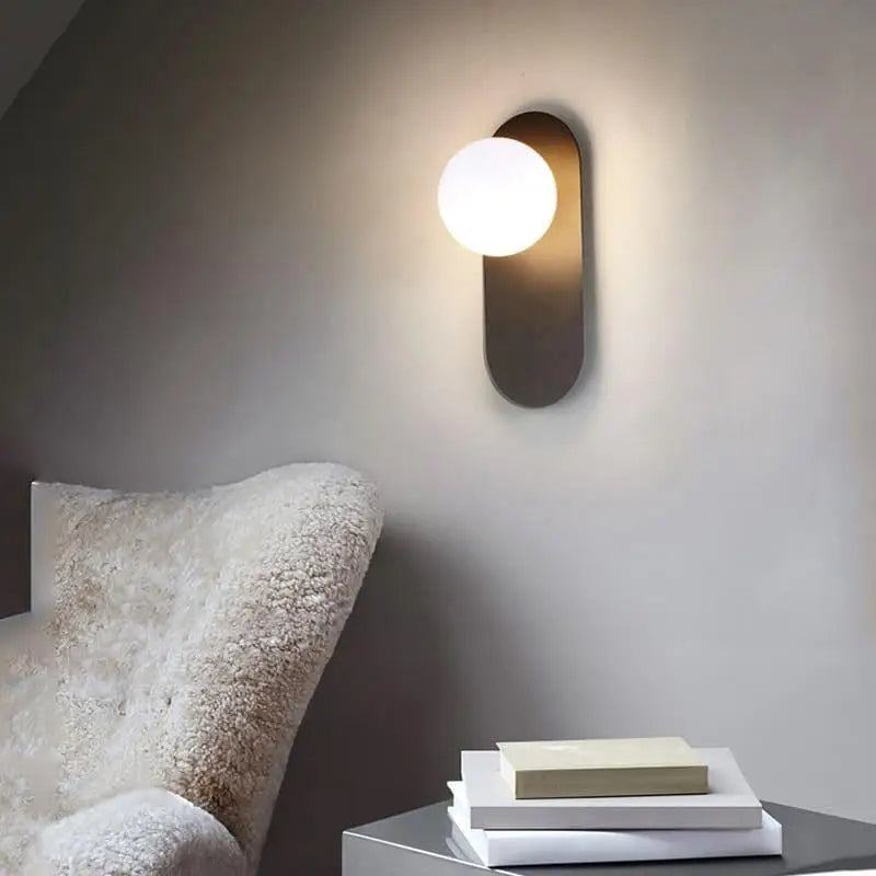 Glass Globe Sconce Light Fixture 23 Inch Vertical Metal Frame Warm White LED for Entryway Living Room Bedside Industrial Modern