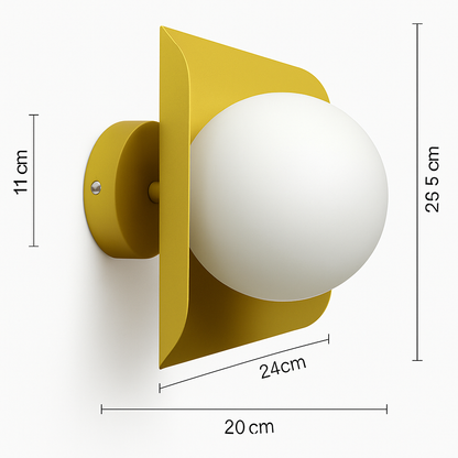 Modern Wall Sconce with White Glass Globe – Metal Frame LED Light for Bedroom, Living Room, Hallway & Dining | Minimalist Wall Mount Fixture