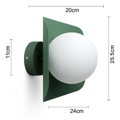 Modern Wall Sconce with White Glass Globe – Metal Frame LED Light for Bedroom, Living Room, Hallway & Dining | Minimalist Wall Mount Fixture