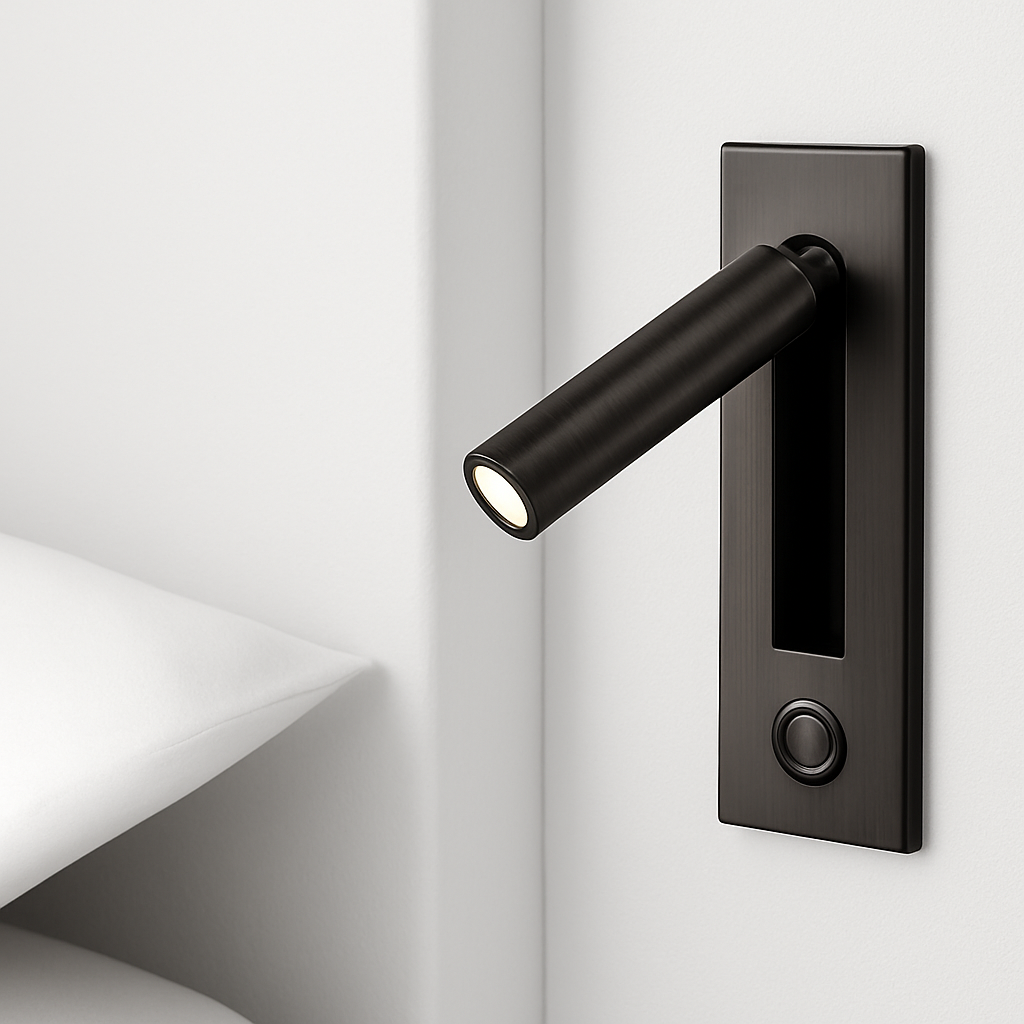 Recessed LED Reading Light Square Wall Sconce Aluminum Bedside Lamp for Bedroom Hotel Contemporary Downlight Fixture Matte Black White