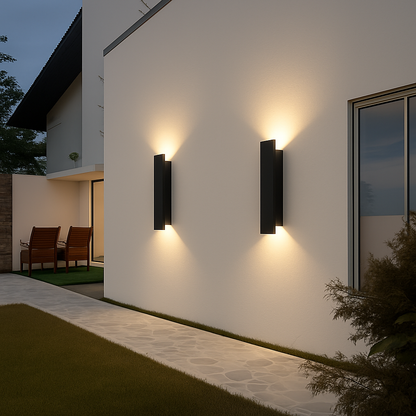 18W LED Outdoor Wall Sconce Black Aluminum Waterproof Porch Light for Patio Garden Entryway Home Exterior IP65