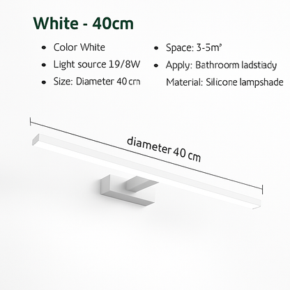 Contemporary Aluminum LED Vanity Light for Bathroom Mirror – 3 Color Temperature Settings, Wall-Mount