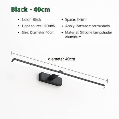 Contemporary Aluminum LED Vanity Light for Bathroom Mirror – 3 Color Temperature Settings, Wall-Mount