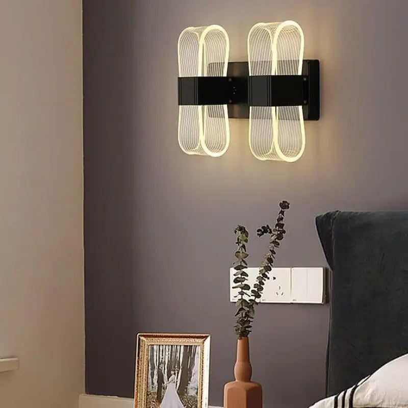 LED Wall Sconce 8W Warm Light 3000K Acrylic Aluminum Gold Black Finish for Bedroom Hallway Living Room Modern Minimalist Accent Lighting