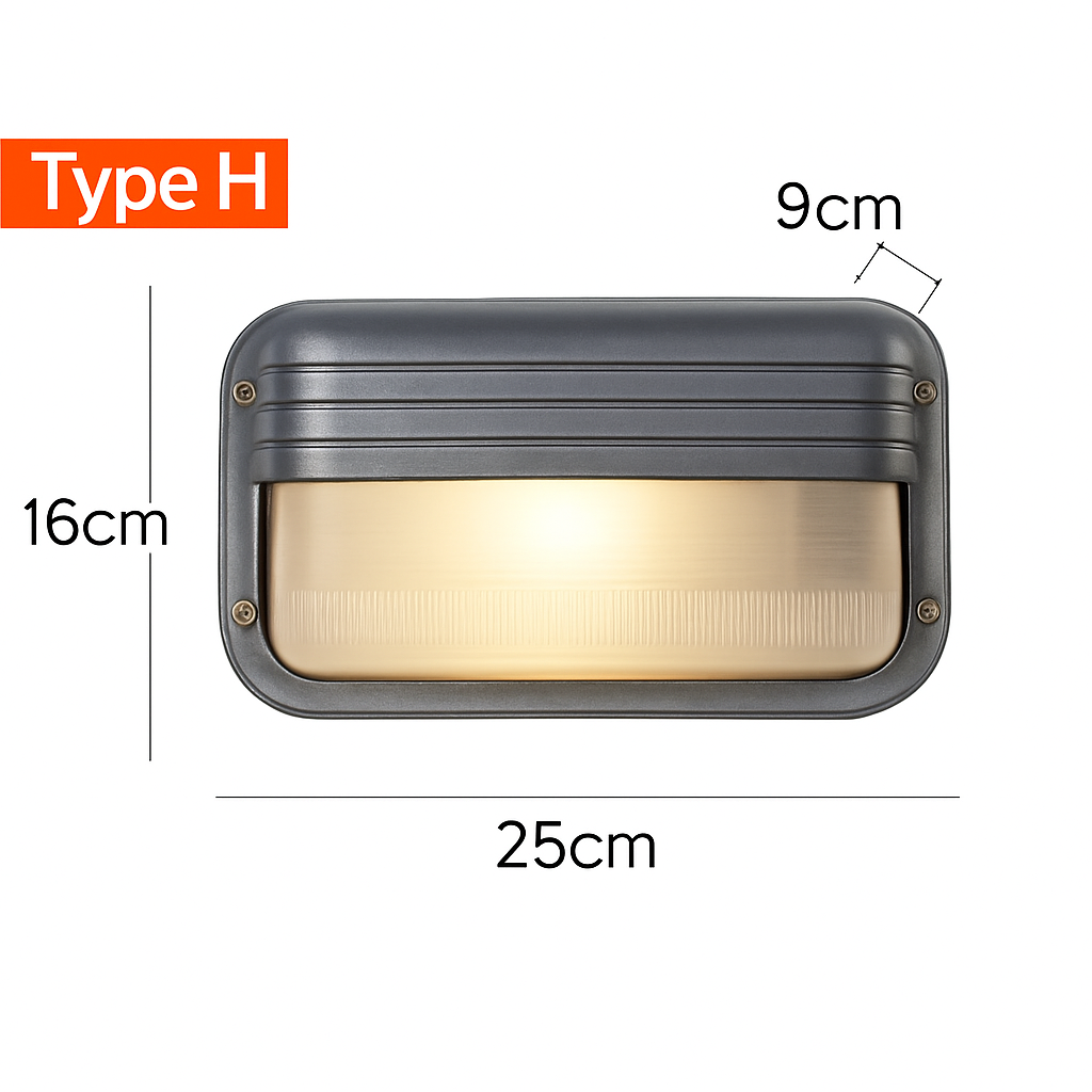 Industrial Outdoor Wall Sconce E27 Glass Shade IP65 Waterproof Vintage Aluminum Light Fixture for Porch Patio Garden Entryway
