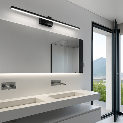 Aluminum Bathroom Vanity Light Bar | LED Mirror Wall Sconce for Modern Bath | Sleek Linear Design for Above Mirror Lighting | Black or