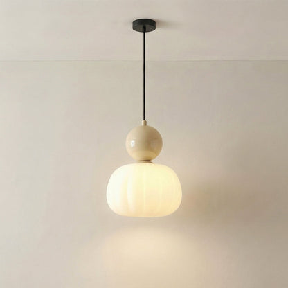 Geometric Art Deco Pendant Light with Warm LED Glow for Dining Room & Kitchen Island – Ribbed Acrylic Shade, Iron Frame, Adjustable Cord