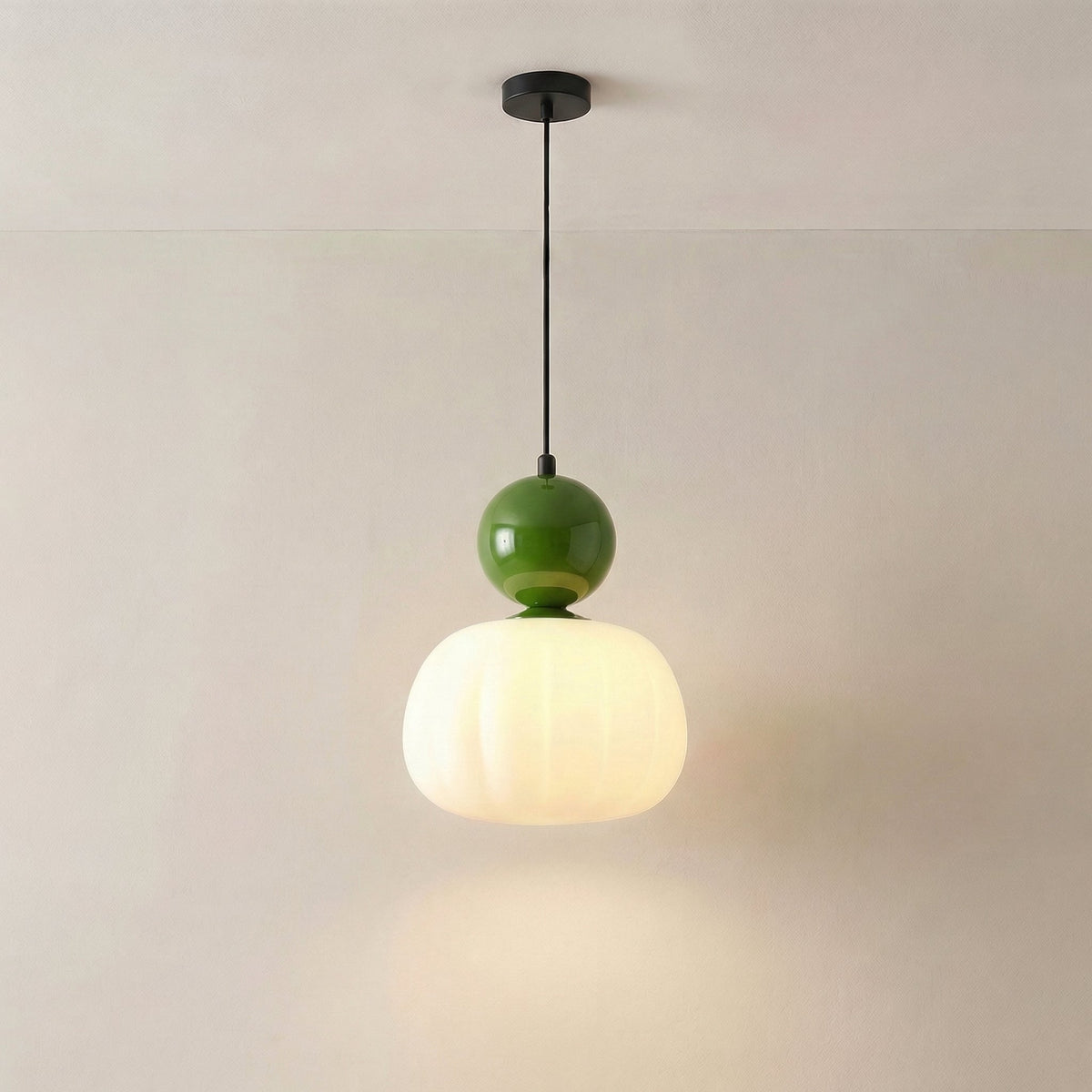 Geometric Art Deco Pendant Light with Warm LED Glow for Dining Room & Kitchen Island – Ribbed Acrylic Shade, Iron Frame, Adjustable Cord