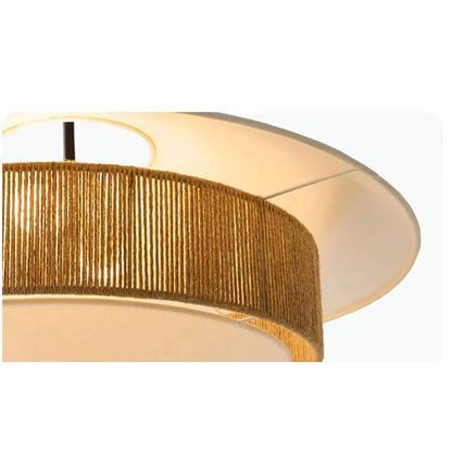 Woven Rattan-Style Hanging Fixture Brown Cotton 20 in Dining Room Bedroom Soft Glow Overhead Japandi Minimalist Living Room Natural Fiber Ce