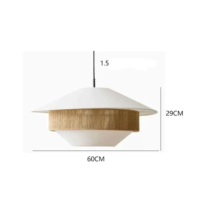 Woven Rattan-Style Hanging Fixture Brown Cotton 20 in Dining Room Bedroom Soft Glow Overhead Japandi Minimalist Living Room Natural Fiber Ce