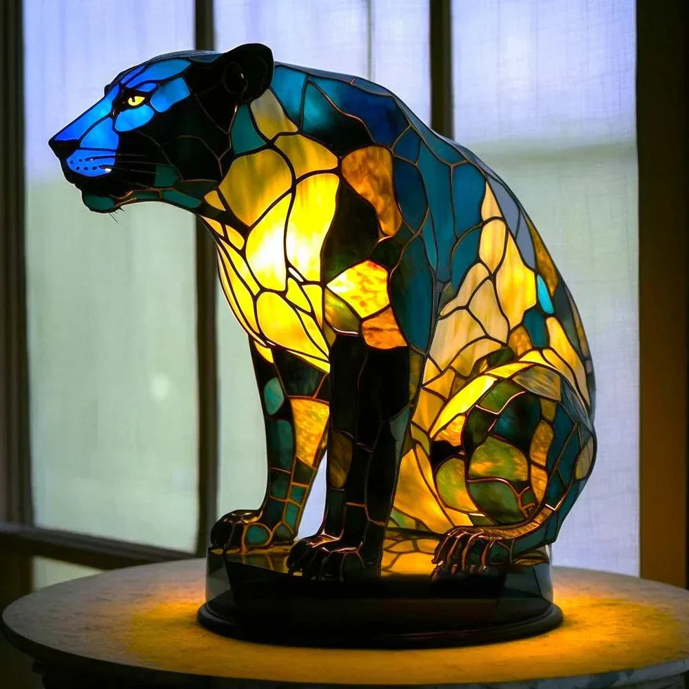 Decorative Animal Night Light Handcrafted Glass Sculpture Table Accent 12 in Tall for Bedroom Living Room Nightstand Decor 20 Wildlife