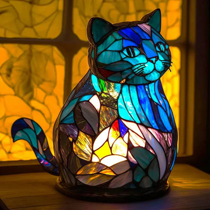 Stained Glass Wildlife Table Lamp Decorative Animal Accent Light Handcrafted Style Illumination for Bedroom Nightstand Living Room Desk