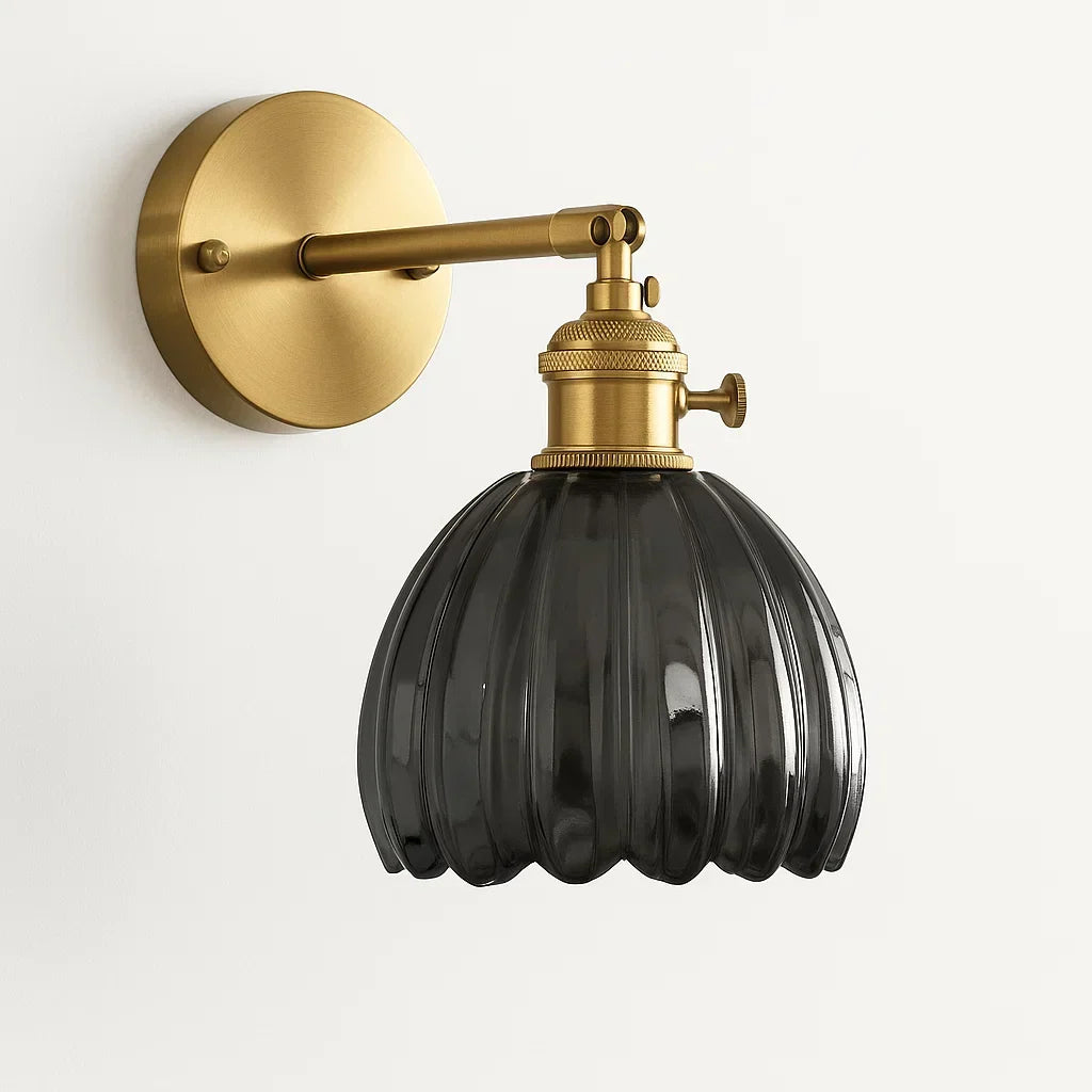 Tulip Glass Wall Sconce | Vintage Flower Shade Light Fixture for Bedroom, Living Room & Hallway | E27 Socket