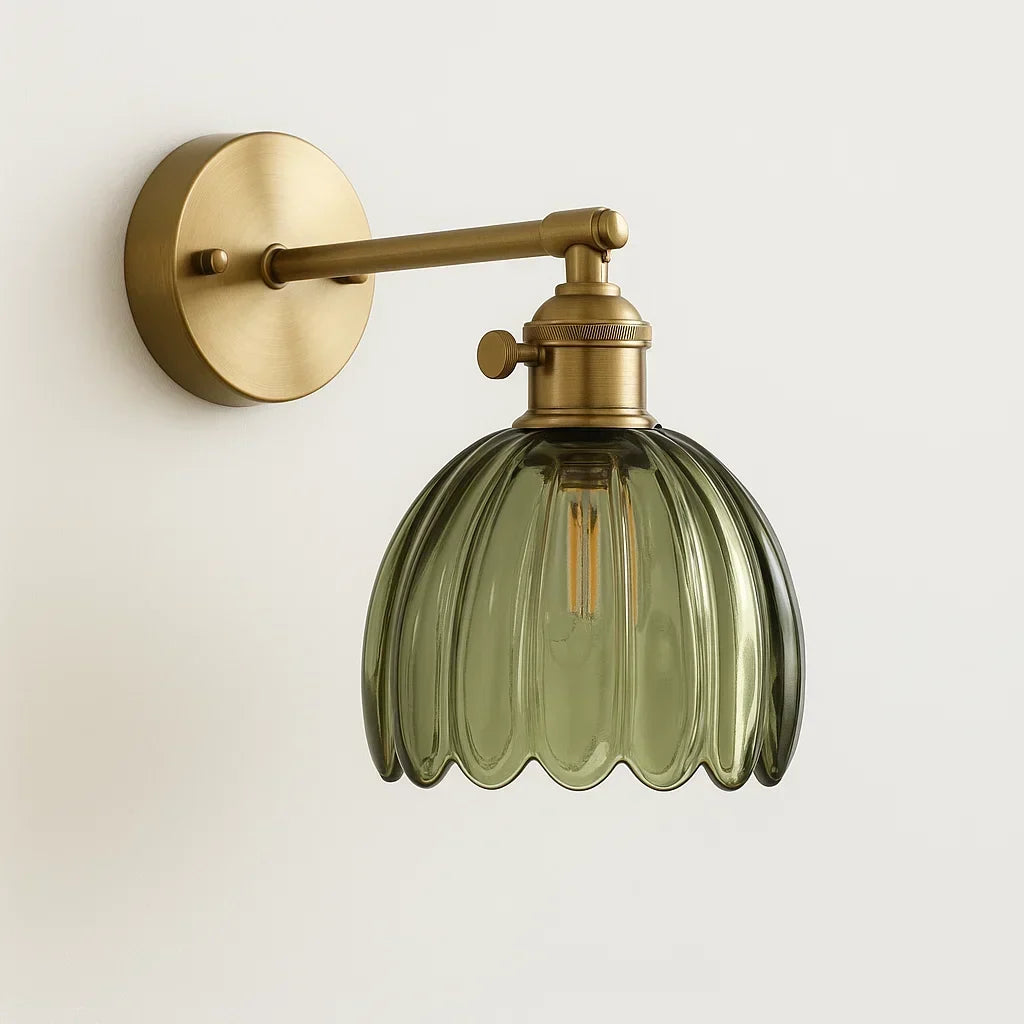 Tulip Glass Wall Sconce | Vintage Flower Shade Light Fixture for Bedroom, Living Room & Hallway | E27 Socket