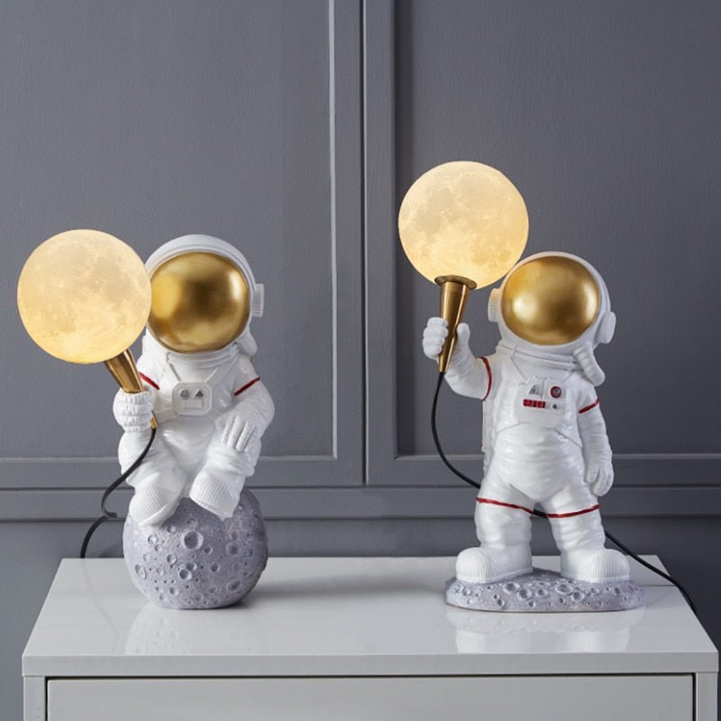 Space Explorer Resin Night Light 14 Inches Levitating Spaceman LED Accent Lamp for Bedroom Desk Nightstand Cosmic Room Decor