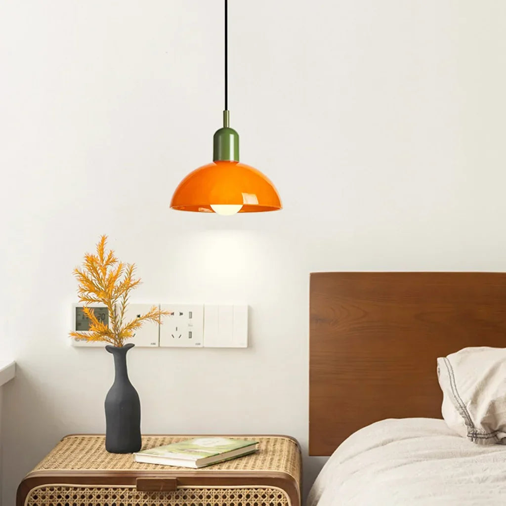 Glass Bowl Ceiling Fixture 10-12 Inch LED Overhead Luminaire White Orange Green Room Lighting Kitchen Island Hallway Contemporary Hardwired