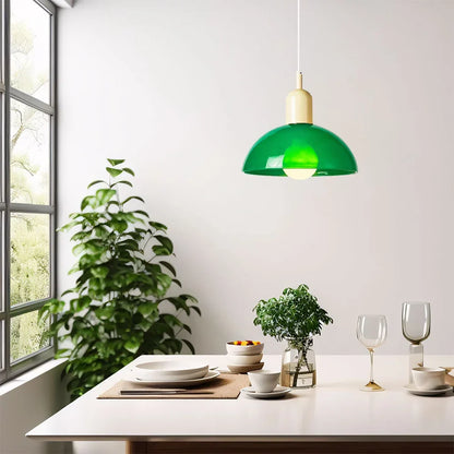 Glass Bowl Ceiling Fixture 10-12 Inch LED Overhead Luminaire White Orange Green Room Lighting Kitchen Island Hallway Contemporary Hardwired