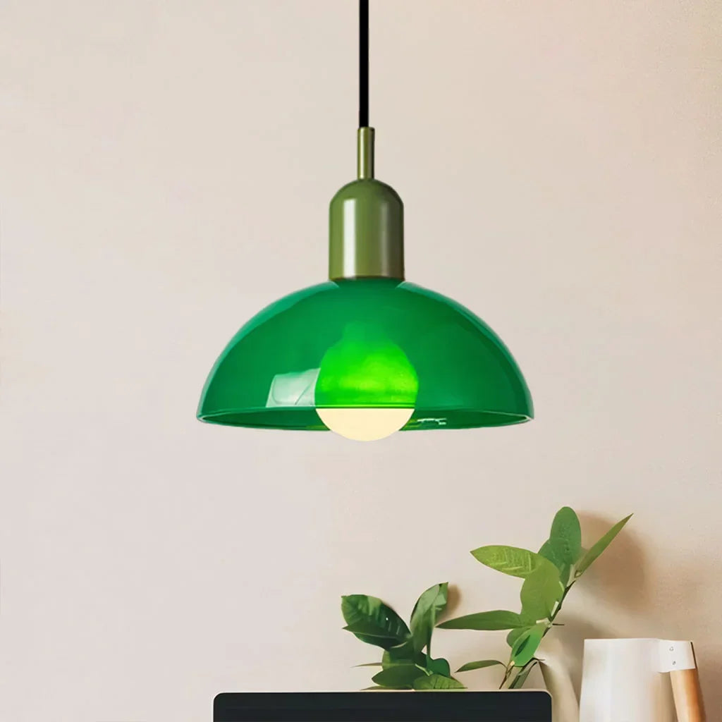 Glass Bowl Ceiling Fixture 10-12 Inch LED Overhead Luminaire White Orange Green Room Lighting Kitchen Island Hallway Contemporary Hardwired