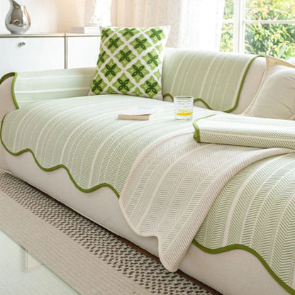 Textured Throw Blanket with Decorative Scalloped Trim for Couch, Chair & Bed – All-Season Microfiber Protection