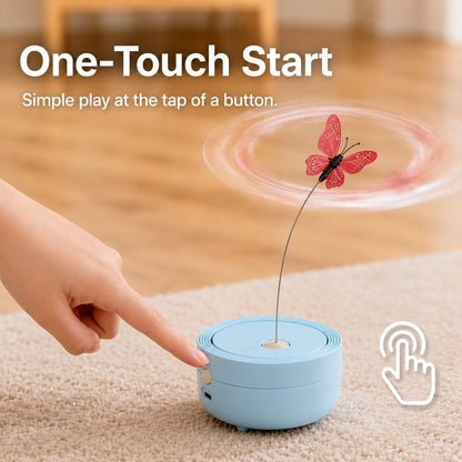 Ortekor FlutterFly 360 Automatic Butterfly Cat Toy for Indoor Cats - Hands-Free Self-Play Teaser to Beat Boredom