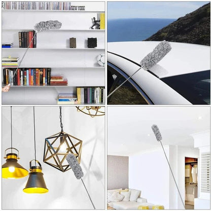 Extendable Microfiber Duster with Bendable Head 34–110 Inches for High Ceilings Fans Cobwebs Washable Lightweight Gray Pole Household Indoor