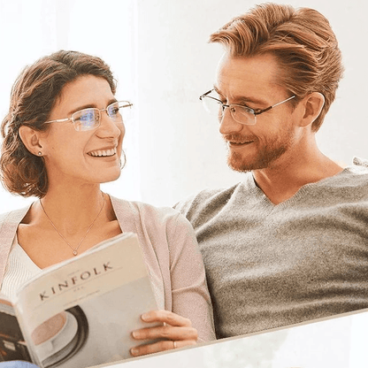 Titanium Multi-Focus Reading Glasses for Near & Distance Vision with Blue Light Filter