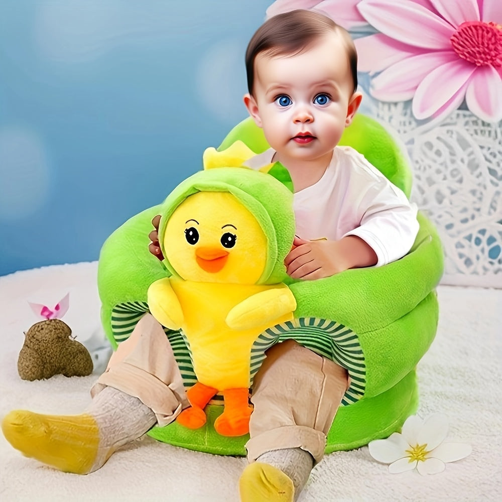 Infant Support Chair with Plush Animal Design for Early Sitting Practice, Soft Padded Nursery Seat for Baby Balance Development, Portable Wa
